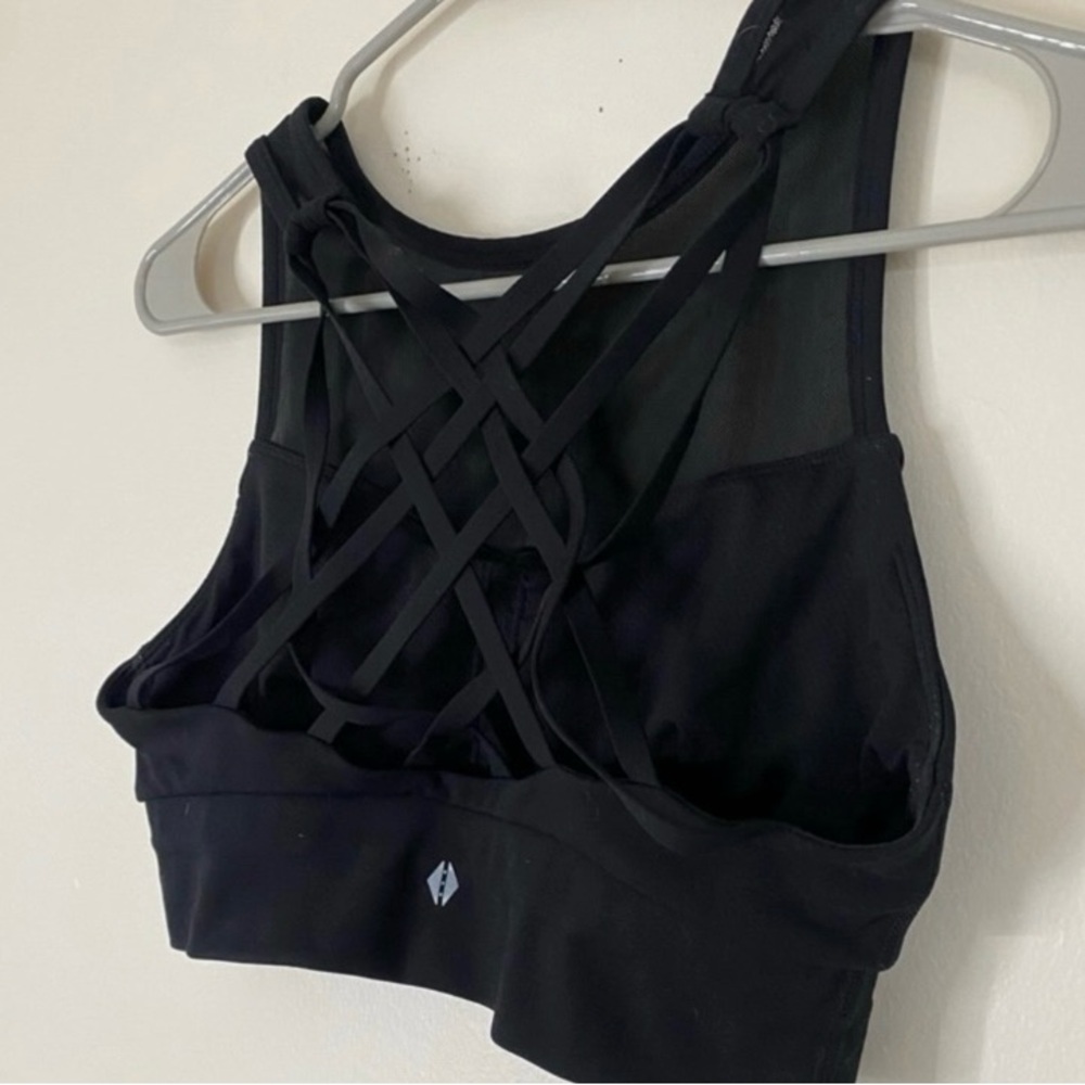 Tavi Noir Women's Black Mesh Sports Bra with Strappy back - Picture 5 of 9